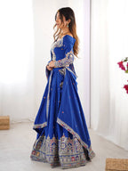 Blue Semi-Stitched Natural Silk Embroidered Lehenga Choli Set – A Perfect Blend of Tradition, Elegance & Timeless Craftsmanship