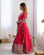 Maroon Semi-Stitched Natural Silk Embroidered Lehenga Choli Set – A Perfect Blend of Tradition, Elegance & Timeless Craftsmanship