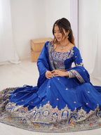Blue Semi-Stitched Natural Silk Embroidered Lehenga Choli Set – A Perfect Blend of Tradition, Elegance & Timeless Craftsmanship