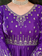 Women's Purple American Crepe Gown – Vibrant Ethnic Wear for Festive & Daily Elegance