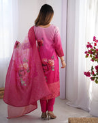 Women’s Rani Pink Chanderi Kurta Set – Regal Ethnic Wear for Festive & Traditional Occasions
