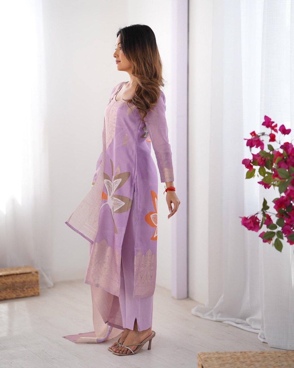 Women’s Lavender Chanderi Kurta Set – Regal Ethnic Wear for Festive & Traditional Occasions