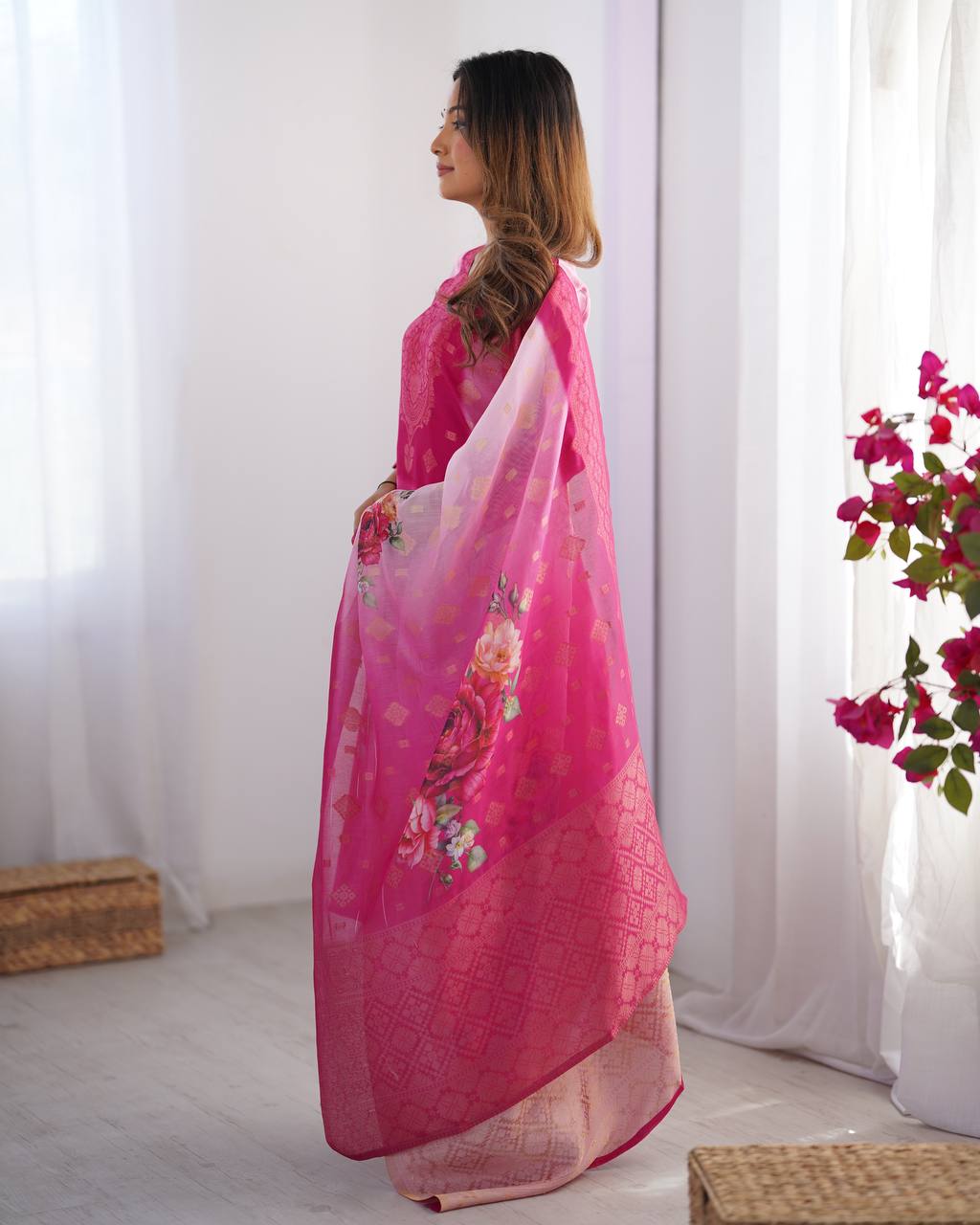 Women’s Rani Pink Chanderi Kurta Set – Regal Ethnic Wear for Festive & Traditional Occasions