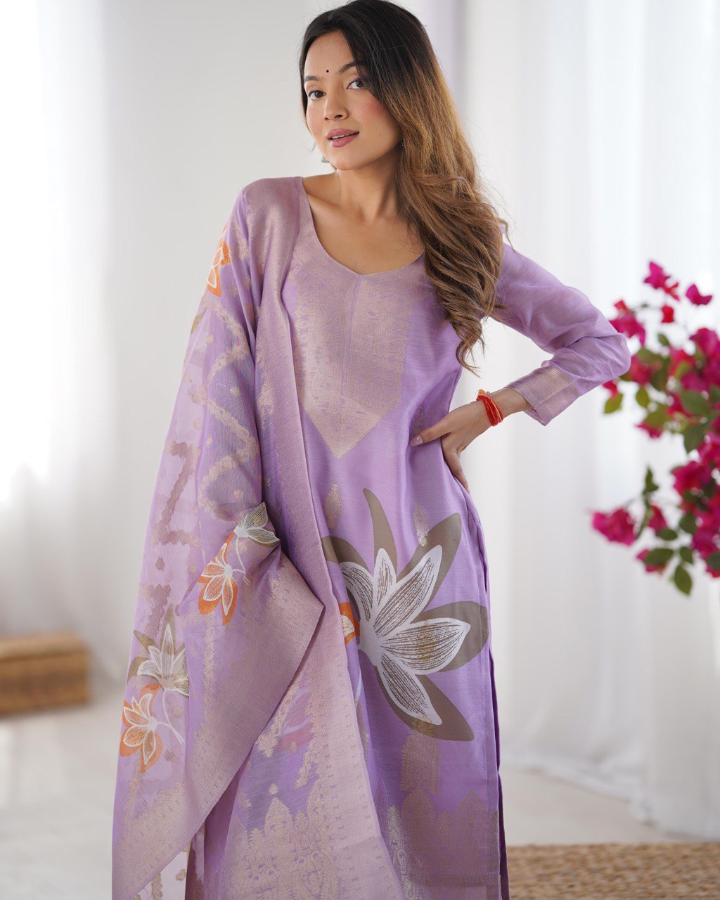 Women’s Lavender Chanderi Kurta Set – Regal Ethnic Wear for Festive & Traditional Occasions