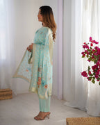 Women’s Sea Green Chanderi Kurta Set – Regal Ethnic Wear for Festive & Traditional Occasions