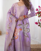 Women’s Lavender Chanderi Kurta Set – Regal Ethnic Wear for Festive & Traditional Occasions