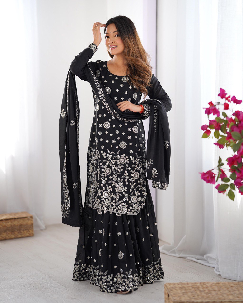 Women’s Black Georgette Kurta Set – Stylish & Elegant Ethnic Wear for Festive Occasions