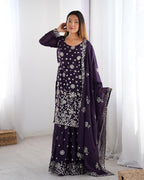 Women’s Wine Georgette Kurta Set – Stylish & Elegant Ethnic Wear for Festive Occasions