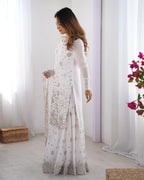 Women’s White Georgette Kurta Set – Stylish & Elegant Ethnic Wear for Festive Occasions