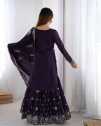 Women’s Wine Georgette Kurta Set – Stylish & Elegant Ethnic Wear for Festive Occasions