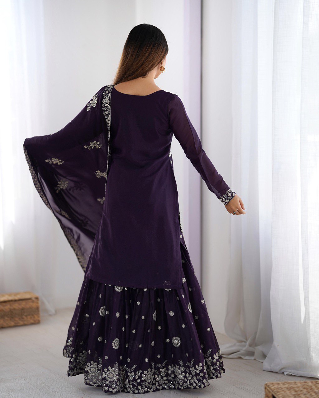 Women’s Wine Georgette Kurta Set – Stylish & Elegant Ethnic Wear for Festive Occasions
