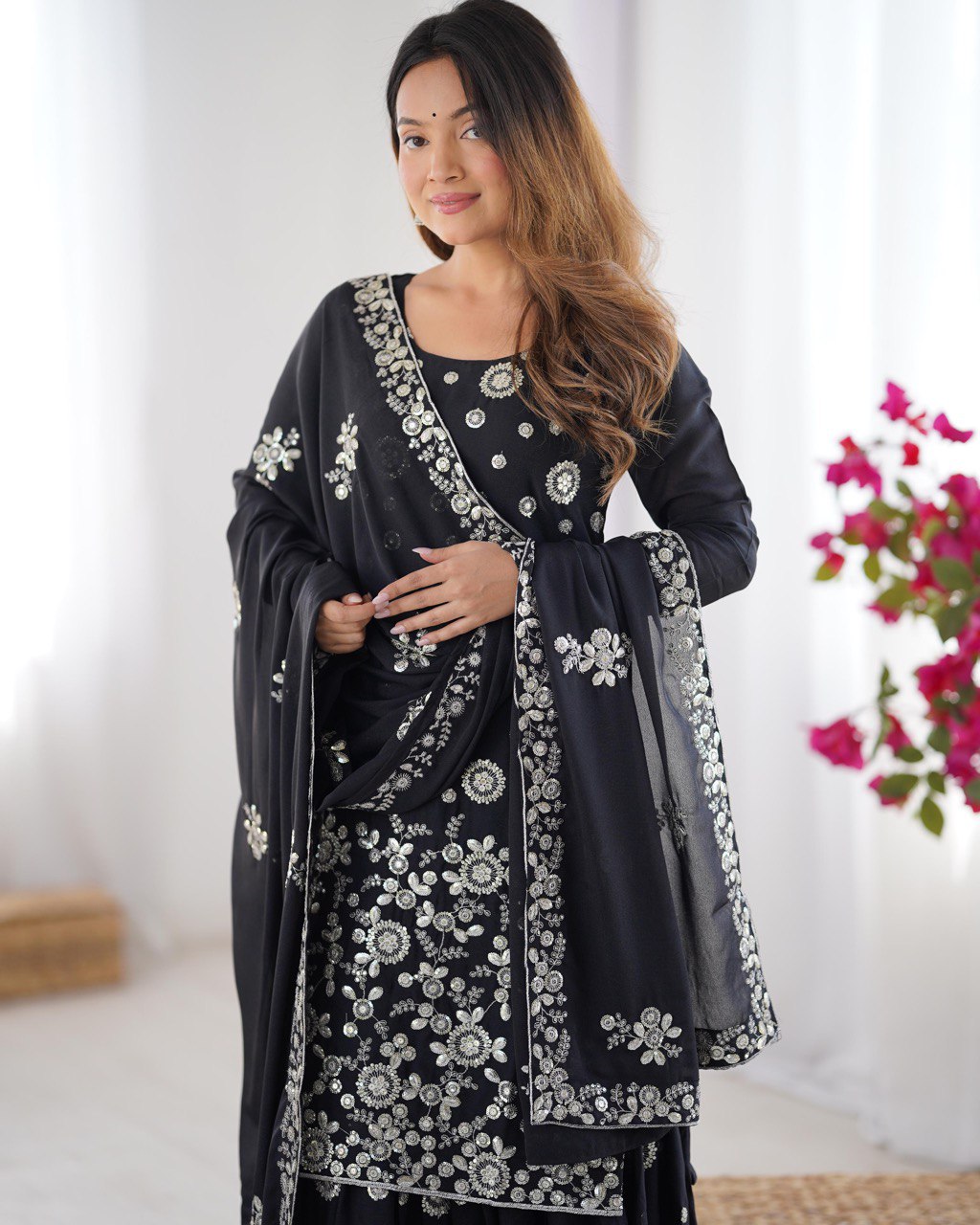 Women’s Black Georgette Kurta Set – Stylish & Elegant Ethnic Wear for Festive Occasions