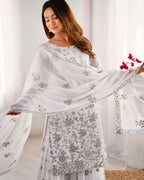 Women’s White Georgette Kurta Set – Stylish & Elegant Ethnic Wear for Festive Occasions