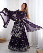 Women’s Wine Georgette Kurta Set – Stylish & Elegant Ethnic Wear for Festive Occasions
