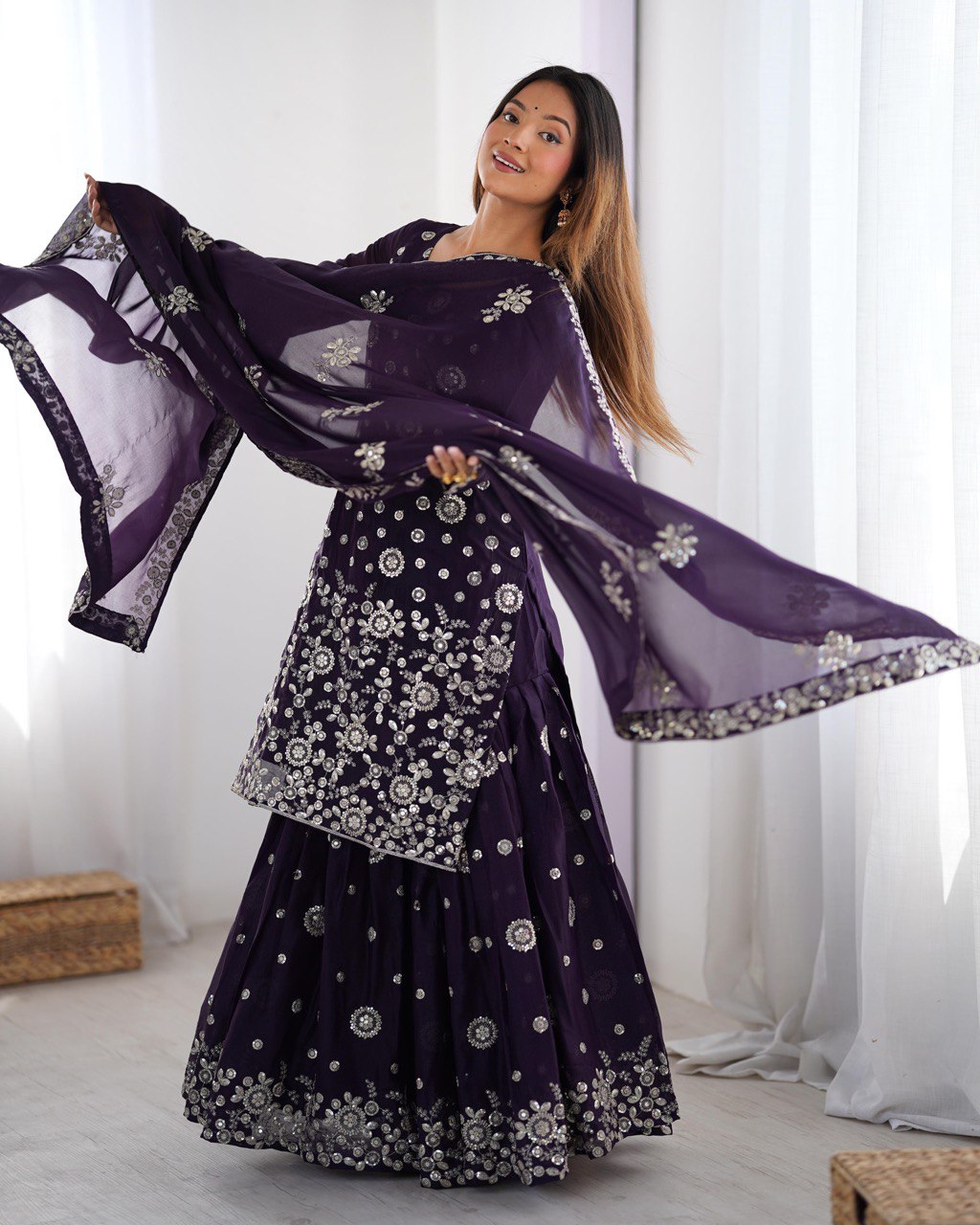 Women’s Wine Georgette Kurta Set – Stylish & Elegant Ethnic Wear for Festive Occasions