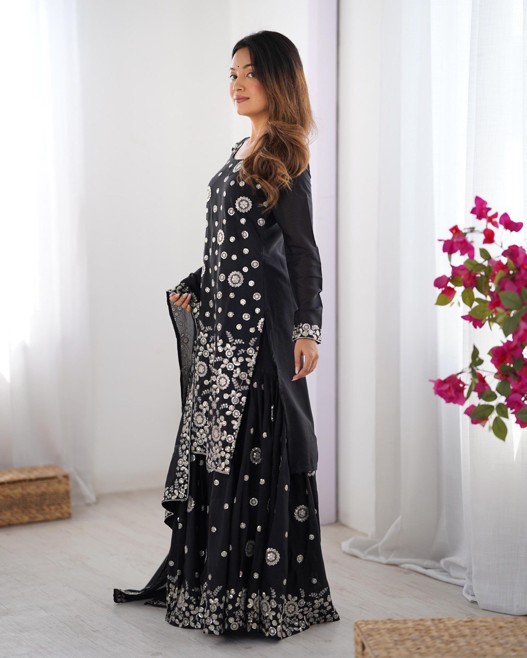 Women’s Black Georgette Kurta Set – Stylish & Elegant Ethnic Wear for Festive Occasions