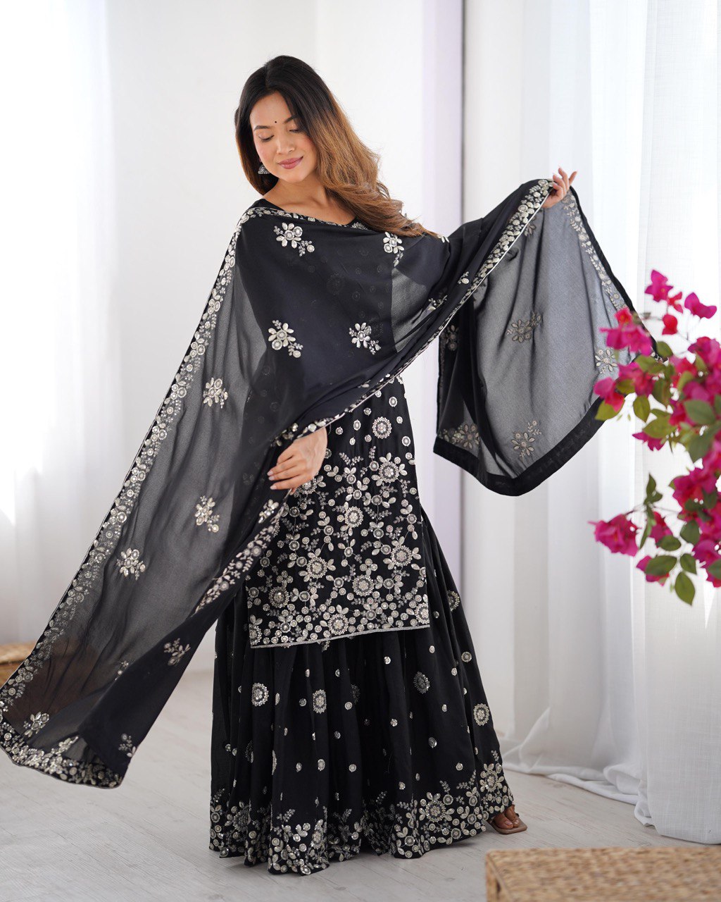 Women’s Black Georgette Kurta Set – Stylish & Elegant Ethnic Wear for Festive Occasions