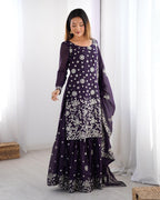 Women’s Wine Georgette Kurta Set – Stylish & Elegant Ethnic Wear for Festive Occasions