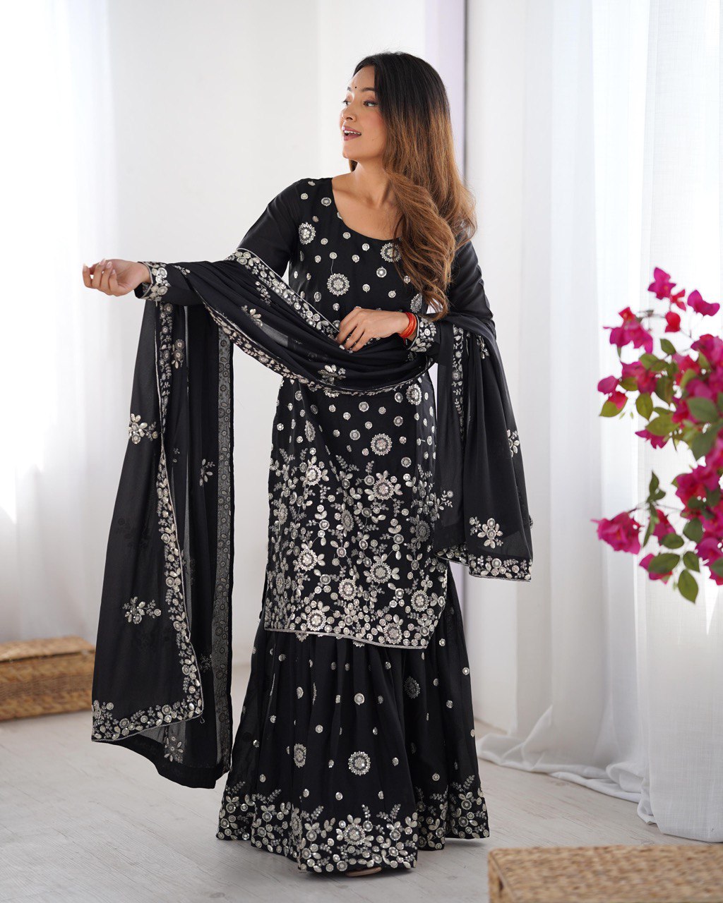 Women’s Black Georgette Kurta Set – Stylish & Elegant Ethnic Wear for Festive Occasions