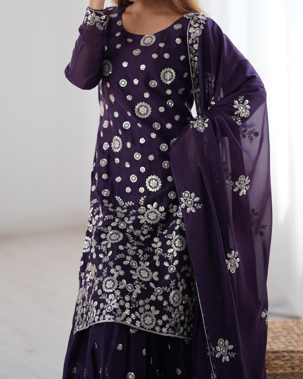 Women’s Wine Georgette Kurta Set – Stylish & Elegant Ethnic Wear for Festive Occasions
