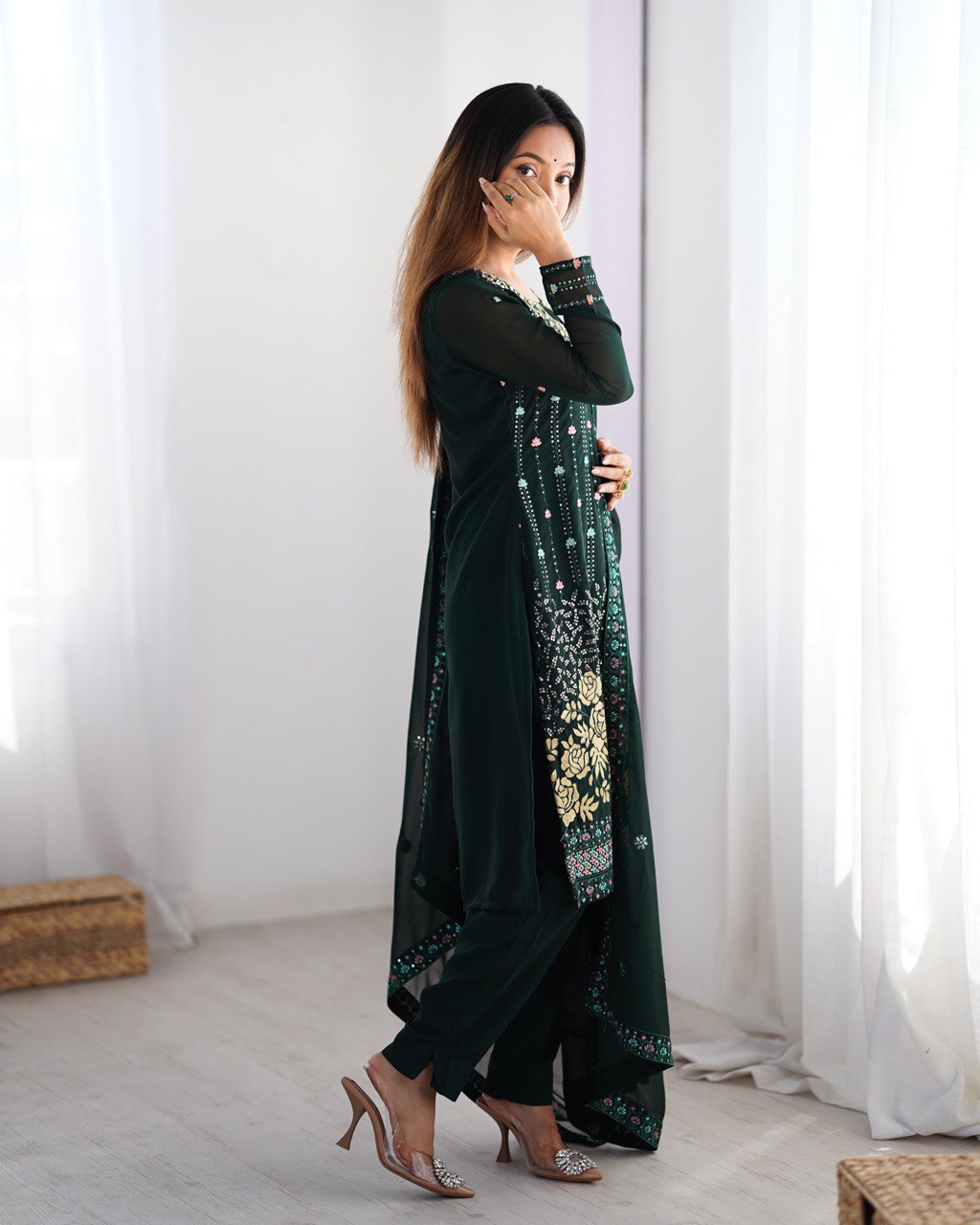Women’s Teal Georgette Salwar Suit – Elegant Ethnic Wear for Festive & Party Occasions