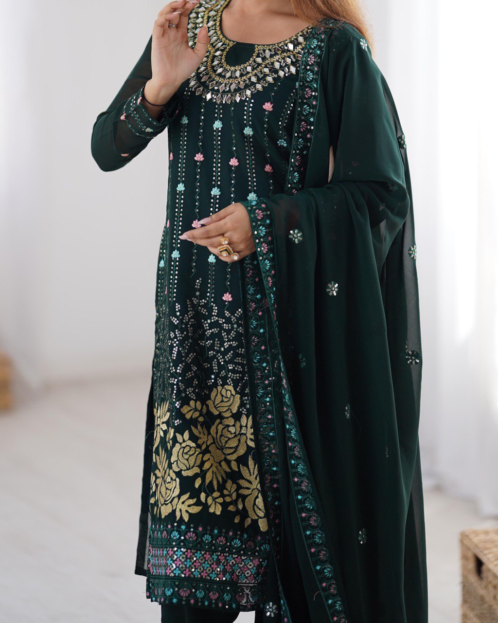 Women’s Teal Georgette Salwar Suit – Elegant Ethnic Wear for Festive & Party Occasions