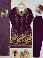 Women’s Wine Georgette Salwar Suit – Elegant Ethnic Wear for Festive & Party Occasions