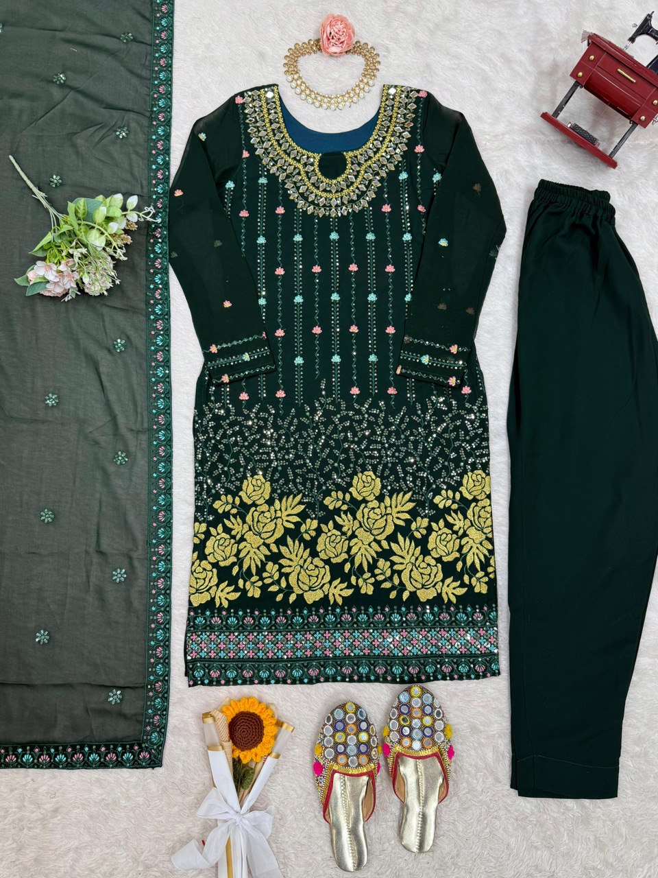 Women’s Teal Georgette Salwar Suit – Elegant Ethnic Wear for Festive & Party Occasions