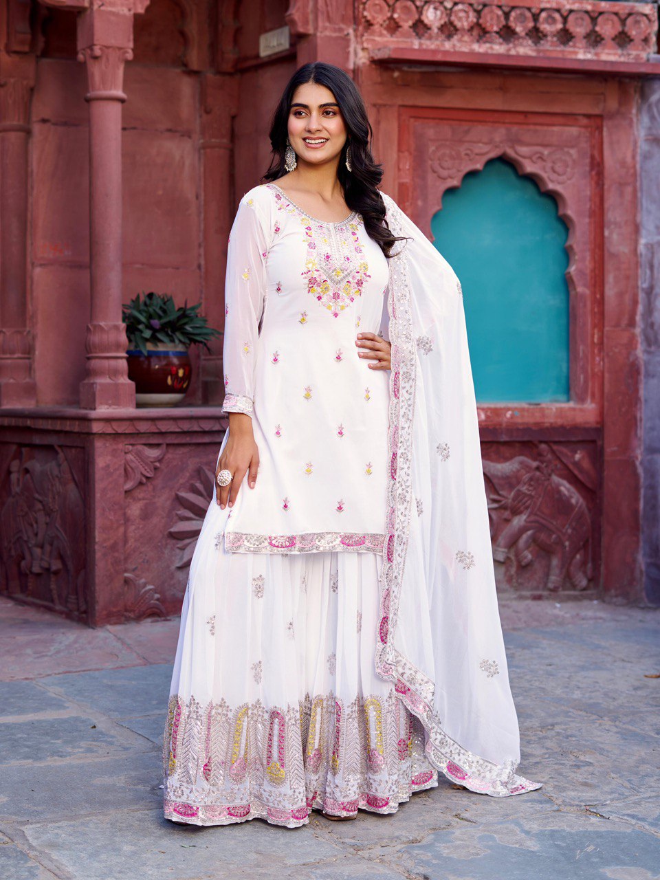 Women’s White Georgette Salwar Suit – Graceful & Stylish Indian Attire