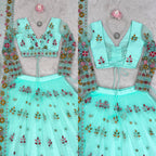 Pista Semi-Stitched Embroidered Net Lehenga Choli Set – Timeless Beauty in Every Thread