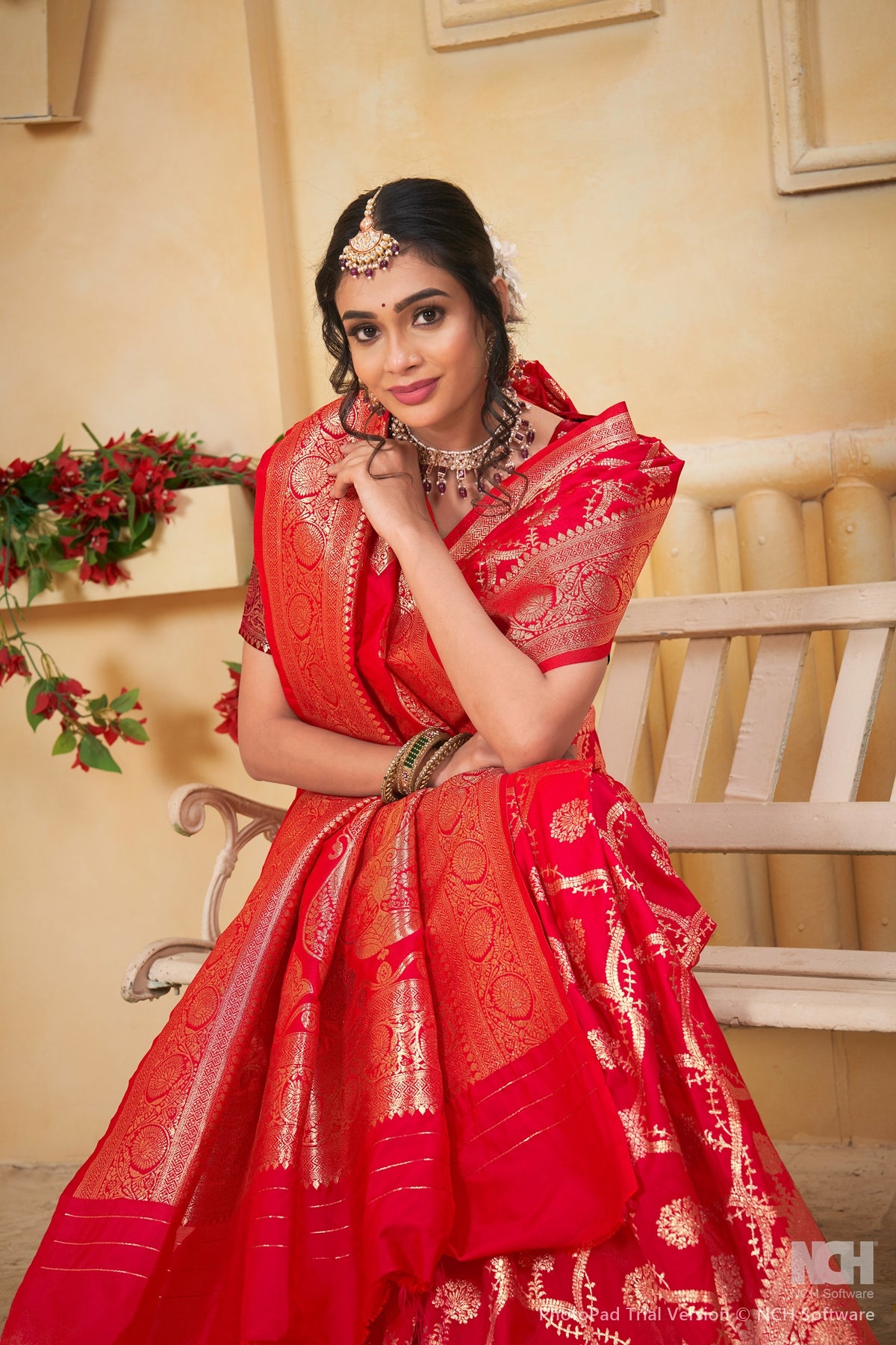 Pink Art Silk Saree for Women with Ethnic Prints and Blouse