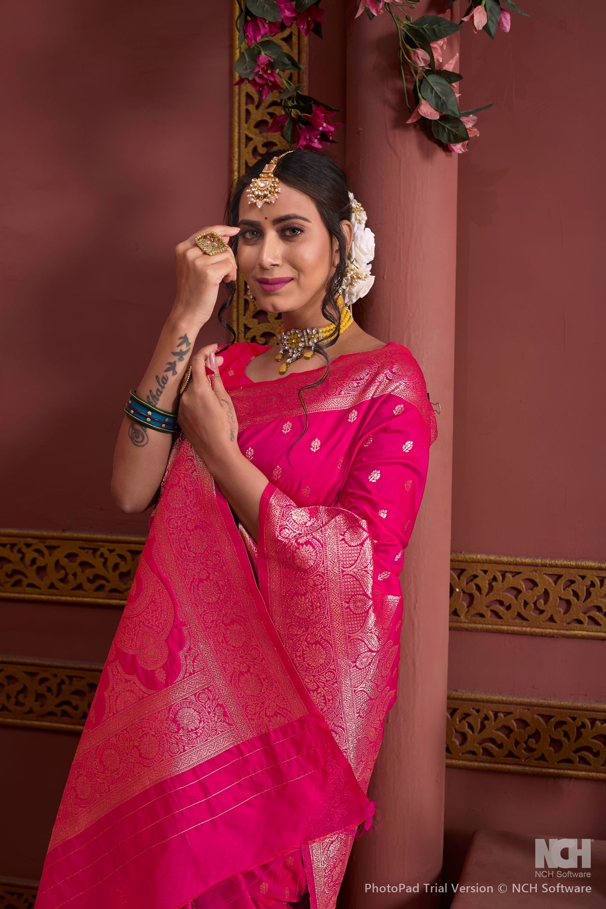 Pink Art Silk Saree for Women – Elegant Traditional Ethnic Wear