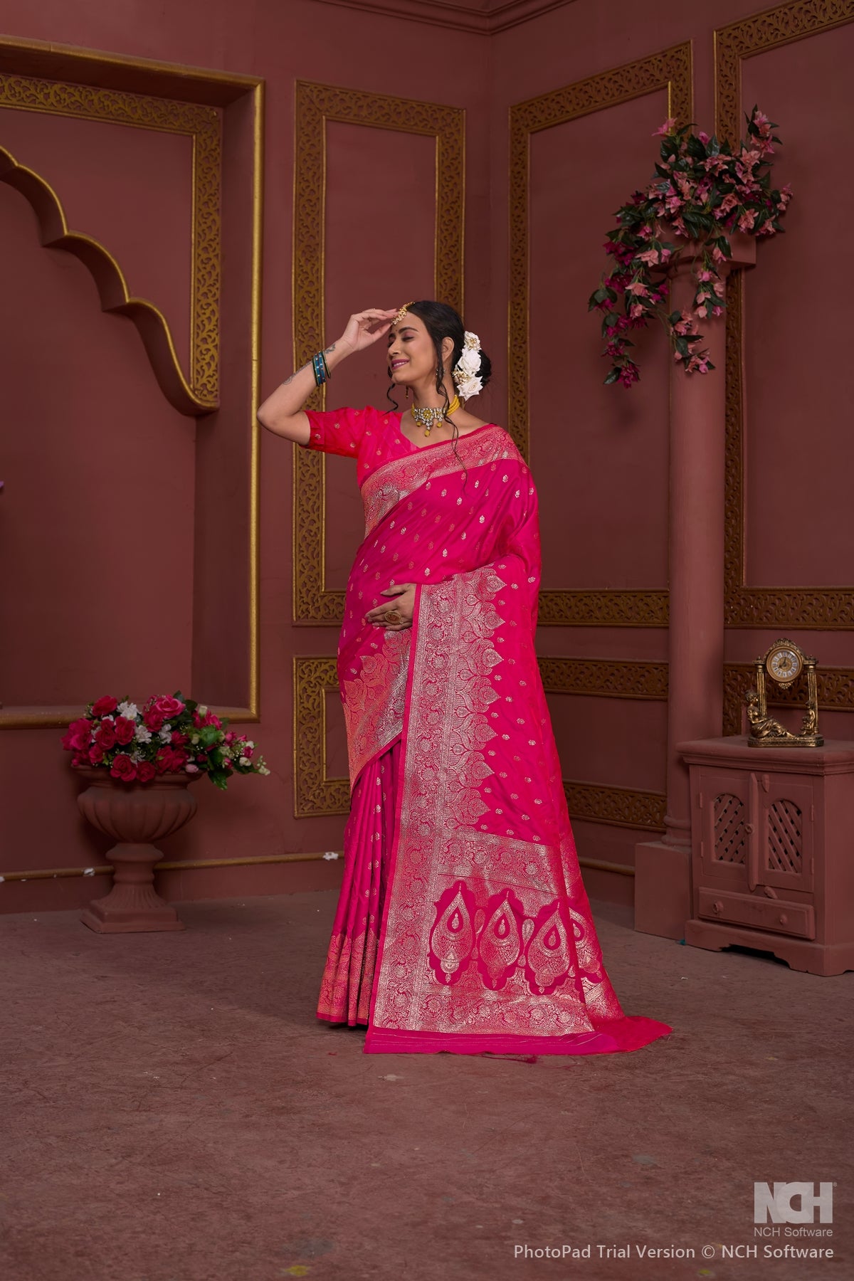 Pink Art Silk Saree for Women – Elegant Traditional Ethnic Wear