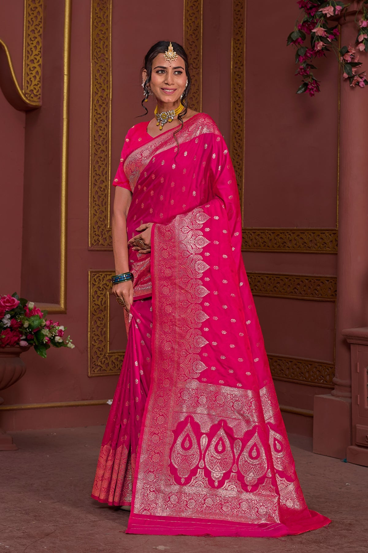 Pink Art Silk Saree for Women – Elegant Traditional Ethnic Wear