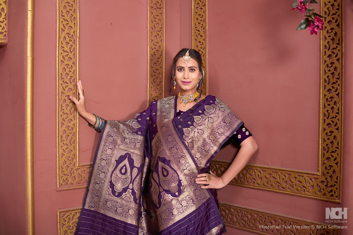 Wine Art Silk Saree for Women – Elegant Traditional Ethnic Wear