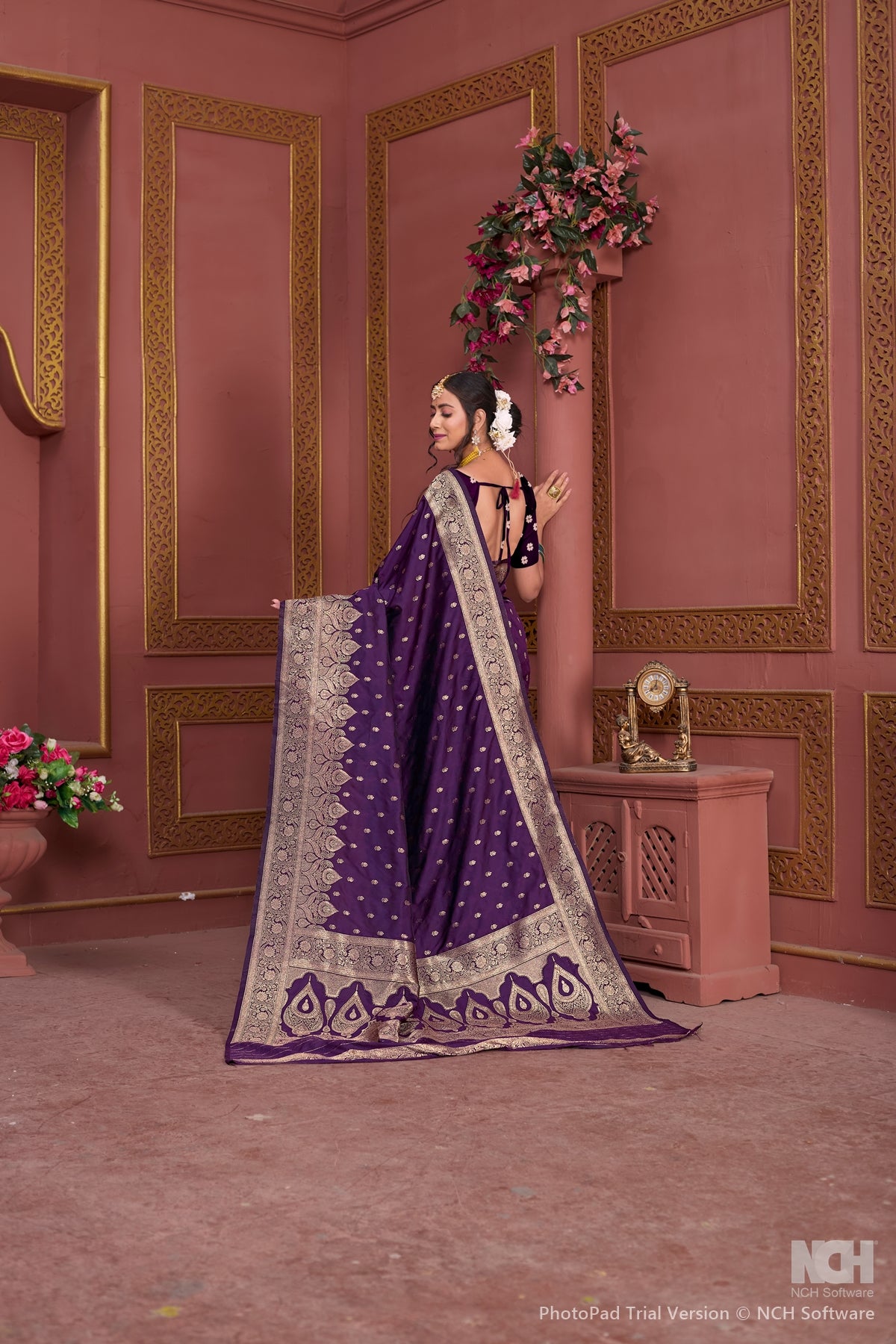 Wine Art Silk Saree for Women – Elegant Traditional Ethnic Wear