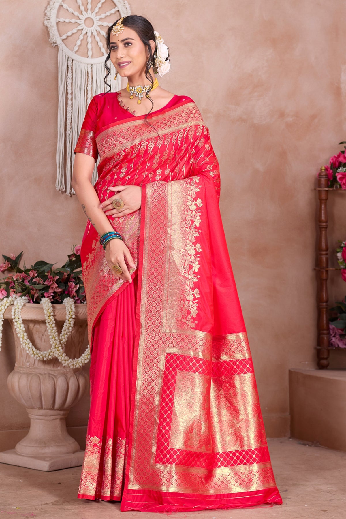 Pink Banarasi Silk Saree for Women – Traditional Ethnic Wear