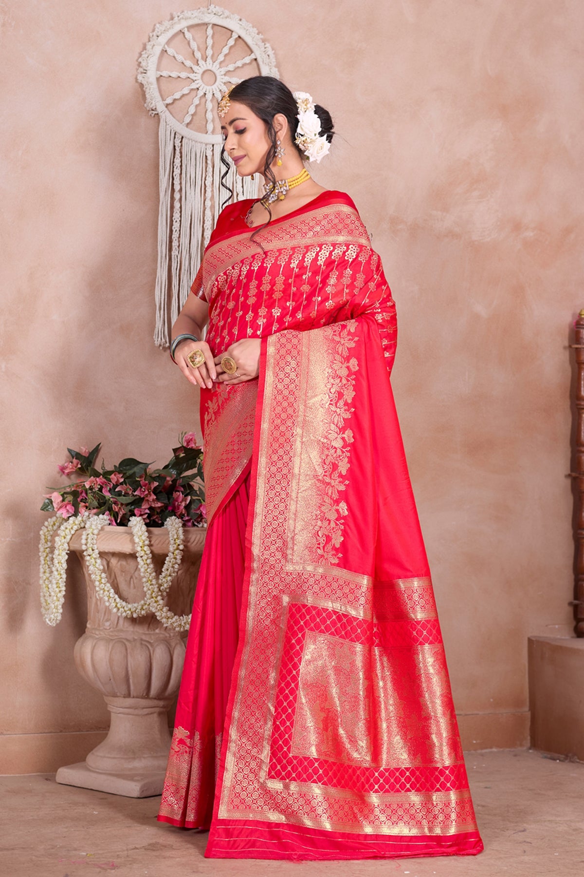 Pink Banarasi Silk Saree for Women – Traditional Ethnic Wear