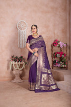 Wine Banarasi Silk Saree for Women – Traditional Ethnic Wear