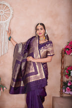 Wine Banarasi Silk Saree for Women – Traditional Ethnic Wear