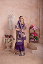 Wine Banarasi Silk Saree for Women – Traditional Ethnic Wear