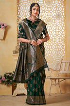 Green Banarasi Silk Saree for Women – Elegant Ethnic Wear