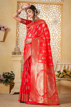 Red Banarasi Silk Saree for Women – Elegant Ethnic Wear