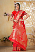 Red Banarasi Silk Saree for Women – Elegant Ethnic Wear