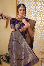 Wine Banarasi Silk Saree for Women – Elegant Ethnic Wear