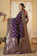 Wine Banarasi Silk Saree for Women – Elegant Ethnic Wear