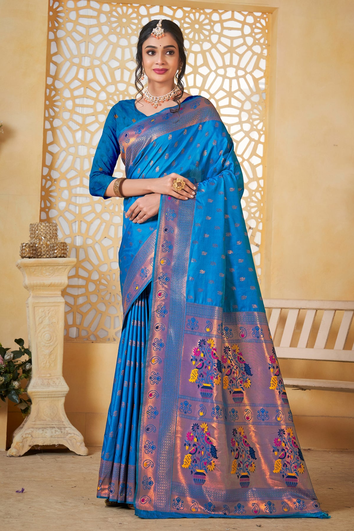 Blue Art Silk Banarasi Saree for Women – Traditional Ethnic Wear