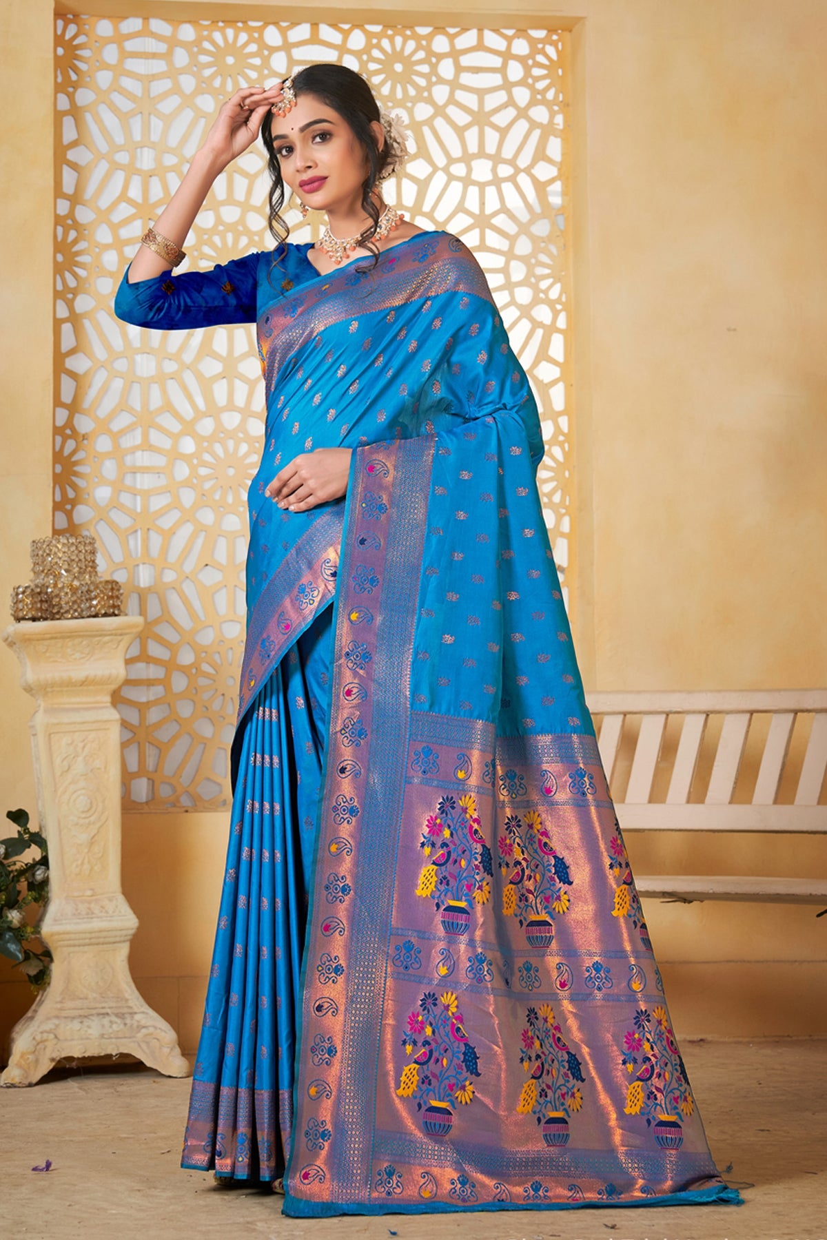 Blue Art Silk Banarasi Saree for Women – Traditional Ethnic Wear