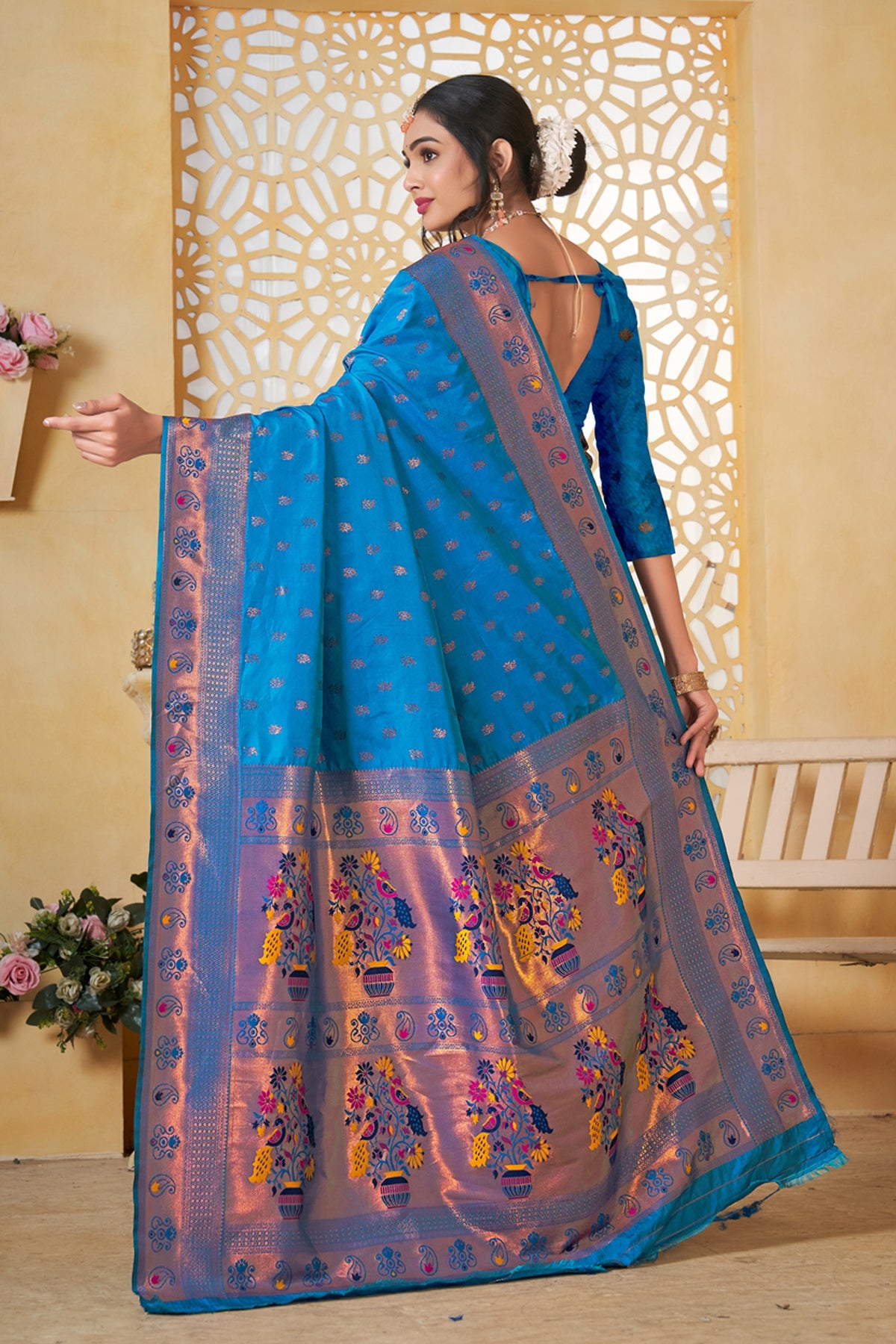 Blue Art Silk Banarasi Saree for Women – Traditional Ethnic Wear