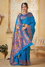 Blue Art Silk Banarasi Saree for Women – Traditional Ethnic Wear